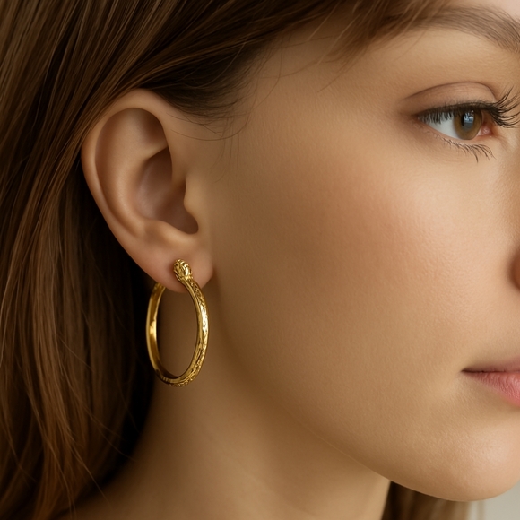 Elegant Gold tone Twisted Design Hoop Earrings - Women's Fashion Jewelry - Picture 1 of 8